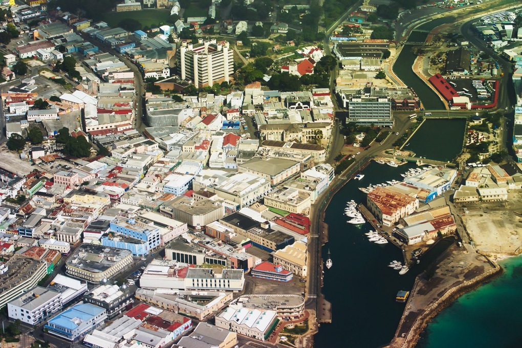 Vista aérea de Bridgetown, Barbados, tomada en diciembre de 2008.
